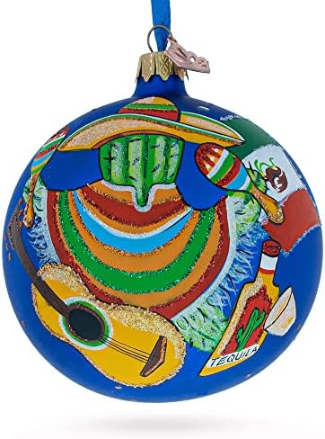 Мексико стаклен топка Божиќен украс 4 инчи