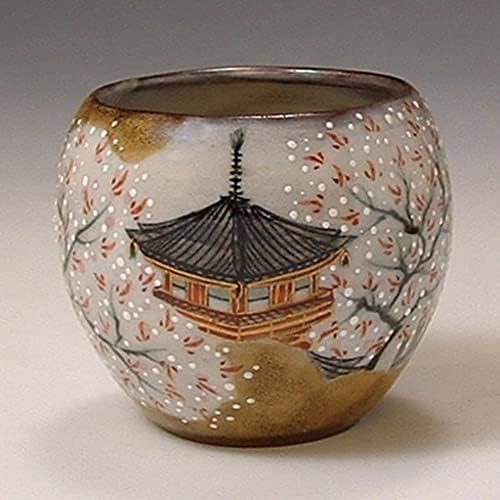 Кио-јаки. Јапонски саке Гиноми Куп Кихошуки Ракухуракугаи април. Хартиена кутија. Керамика.