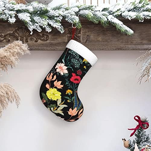Yilequan 18 инчи Божиќни чорапи класични чорапи, шарени цветни бохо, за семејни празници за Божиќни забави