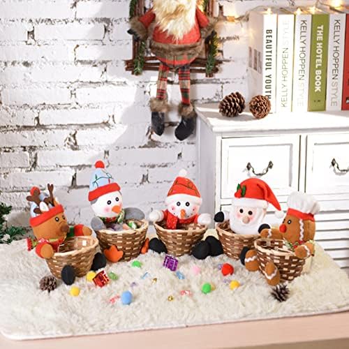 Азуки Божиќна декорација Симпатична Рачно Изработена Корпа За Бонбони Джинджифилово Човек Мал