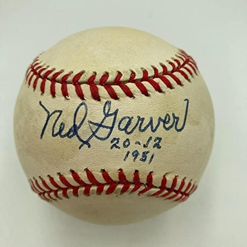 Нед Гарвер 1951 20-12 Потпишан Официјален Американски Бејзбол-Автограм Бејзбол