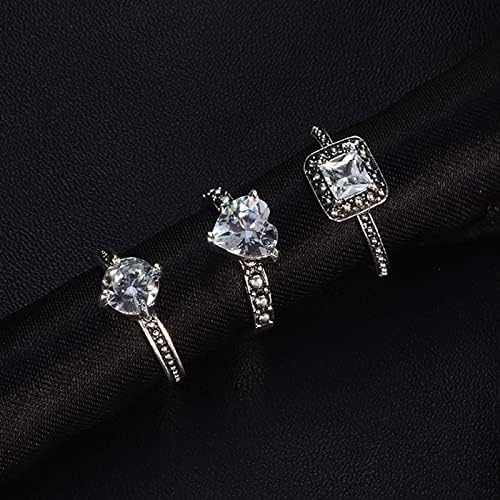 Микро сет циркон сет од три прстен популарен скапоцен камен Исклучителен прстен Едноставен мода исклучителен гроздобер накит
