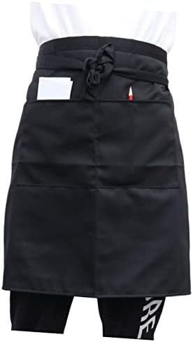 Luxshiny жени работни облека за печење престилка на престилка престилки за мажи црни престилки за возрасни со џебови сервери
