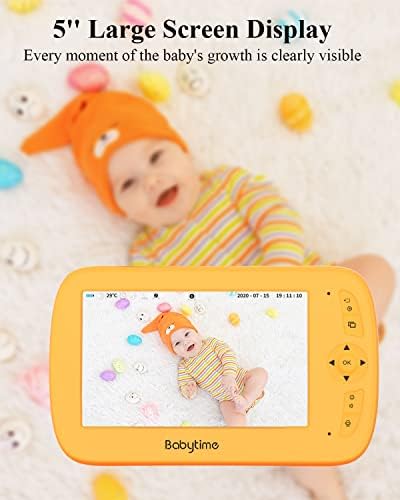 Бебе 1080p Бебе Монитор Со Мек Заштитен Капак и 5 Дисплеј,Без Wifi Pan-Tilt Видео Бебе Монитор Со Камера И Аудио VOX Режим Ноќна