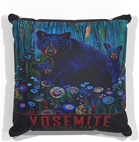 Yosemite Black Bear Haven Canvas Фрла перница за кауч или софа дома и канцеларија од нафта сликарство од уметникот Кари Лер