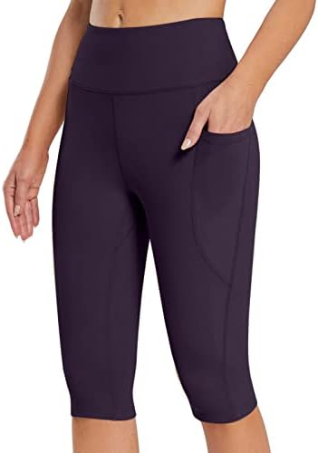 Активни панталони за јога за жени хеланки со должина на коленото со висока половината за вежбање со јога за вежбање за обично