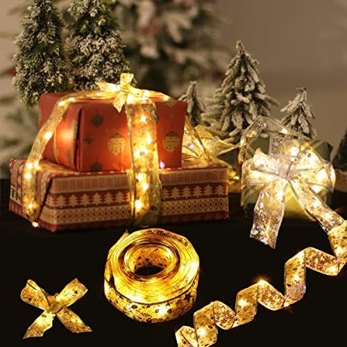 Новјихан Божиќни Украси, 2 Пакети 6,5 СТАПКИ 20лед Елка Лента Светла Новогодишна Елка Украси Батерија Лента Светла За Спална