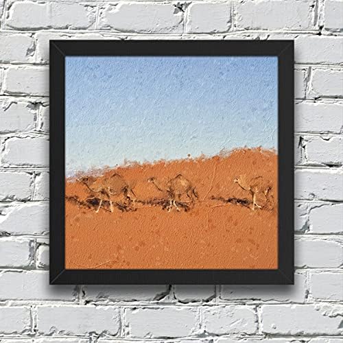 Ритвикас Апстрактна wallидна уметност на камили и песочни дини | Сликарство со рамка за декор за домови и канцеларии | Мулти