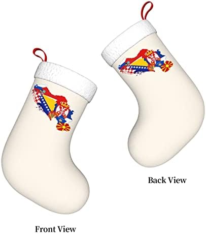 QG ZZX Поранешна мапа на знамето на Југославија, Божиќно порибување на Божиќни чорапи камин, виси чорап 18 инчи, декорација