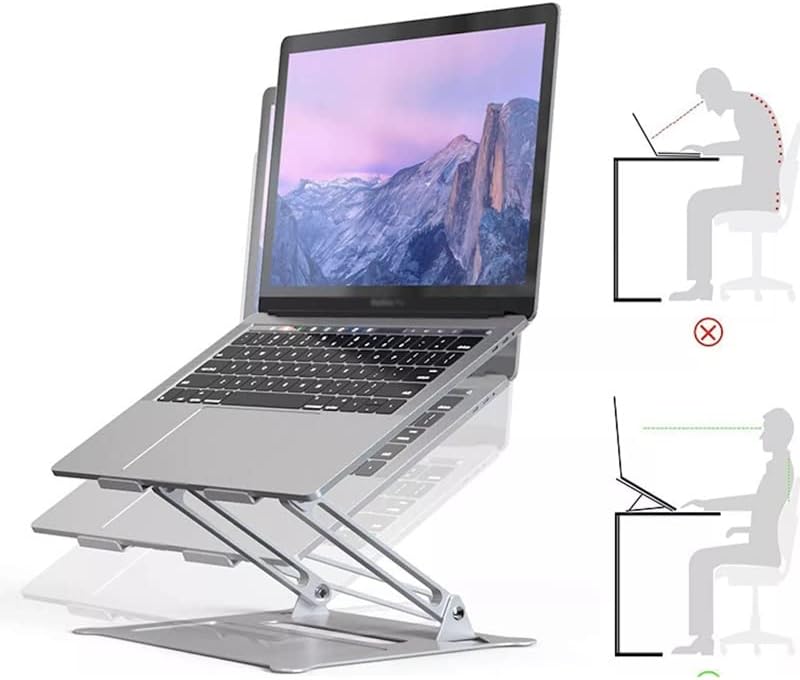 MHYFC лаптоп штанд со алуминиум прилагодлива преносна табела штанд вертикален преклопен лаптоп штанд флексибилен држач