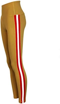 Twin Vision Active Wear Tripe Thripe Striped Yoga Pant Pant Full Lafgings Gold Gold