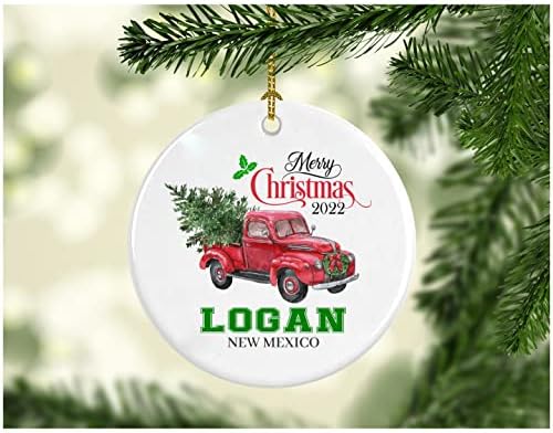 Божиќна декорација дрво Среќен Божиќ 2022 година Логан Ново Мексико украс Смешен подарок Божиќ празник како семејство прилично