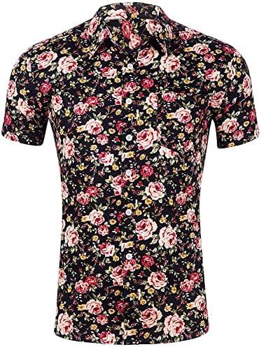 2023 нови мажи обични кратки ракави пролетно лето V вратот 3Д печатени кошули модни копчиња врвни кошули со блуза обична