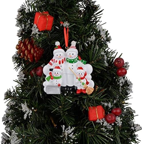Персонализирано лопање снежно семејство од 4 Божиќен украс - Семејство од четири украси за снежници - Декорација на елка на