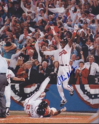 Отис Никсон Атланта Храбри победи потпишана автограмирана 8x10 фотографија w/COA - Автограмирани фотографии од MLB