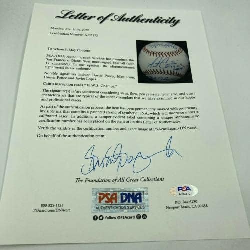 Тимот на шампиони во Светска серија во Сан Франциско гиганти потпиша бејзбол ПСА ДНК и ЈСА - Автограмирани бејзбол