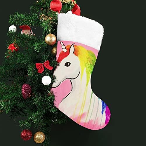 Виножито Еднорог Божиќни Чорапи Бели Супер Меки Кадифен Моден Божиќен Декор Божиќни Чорапи