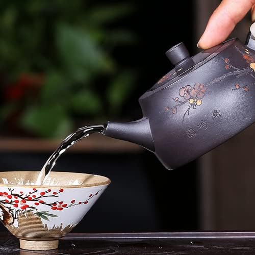 Xialon 235ml yixing Purple Clay чајник Рачно изработена цветна цветна шема котел Кинески чај сет