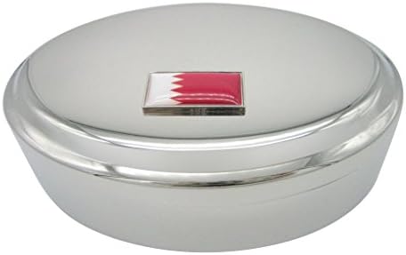 Киола Дизајнира Тенки Гранични Бахреин Знаме Приврзок Овална Ситница Накит Кутија