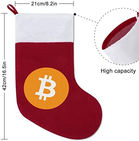 Биткоин симбол Божиќ што виси порибување симпатична санта чорап за украси за Божиќни украси украси подароци