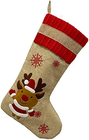 Божиќни чорапи Бурлап Рустикални чорапи Санта Снежен човек ирваси на ирваси Божиќ за украси за семејни празници, Божиќ виси