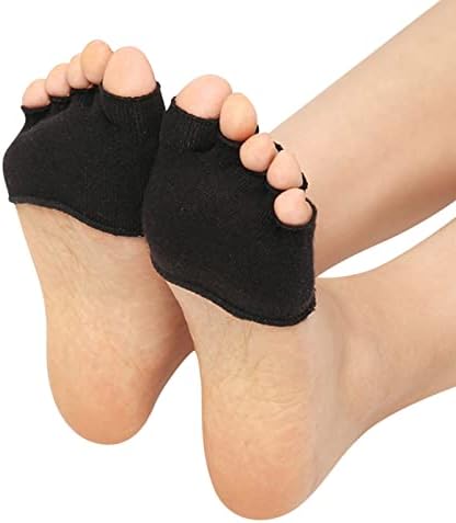 Симпатични чорапи за нозе 3 пара жени јога спорт не лизгаат отворени прсти чорапи половина затегнување на пета пет мажи со ниска