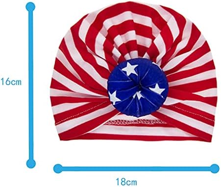 Лабанка бебе деца пунџа јазличка облека Американско знаме Турбан капи, ден зависноста на новородените бебешки лак капачиња