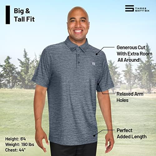 Машка голема и висока маичка за голф Поло - суво вклопување 4 -насочно ткаенина за истегнување. Влажност за влага, анти-ОДОР