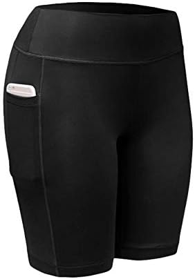 Andongnywell дами спортски шорцеви со високи половини истегнуваат женски јога панталони џеб зашиени хеланки топли панталони