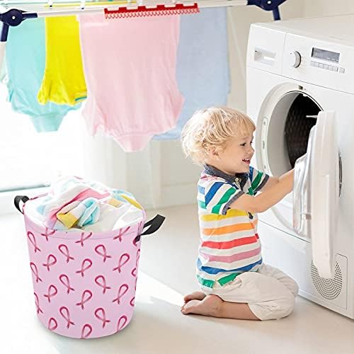 Свесност за рак на дојка розови панделки Оксфордска крпа за перење со рачки корпа за складирање за организатор на играчки детски