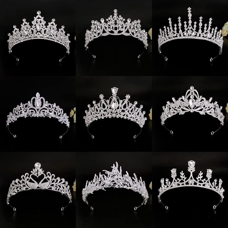 накит за коса круна дијадеми за жени Кристална Свадба Невестински Додатоци За Коса Сребрена Боја Мода Жени Принцеза Кралица