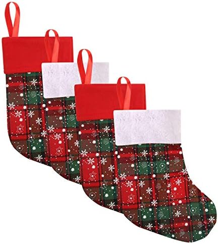 Vanteriam 9 '' Мини Божиќни чорапи со снегулки, торби за подароци и третман за услуги и украси, сет од 10