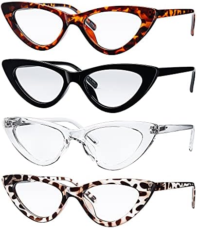 Читање очила сино светло блокирање на очила за очи на мачки за очила Анти -очила за жени за жени 4 pk