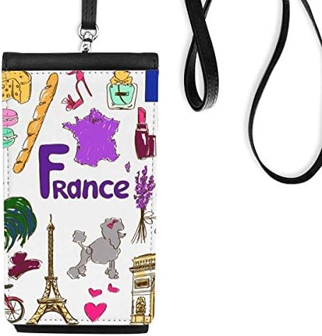 Француски пејзажи животни Национален знаме телефонски паричник чанта што виси мобилна торбичка црн џеб