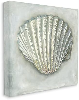 Sumn Industries Clam Shell Наутичко сиво платно wallидна уметност, дизајн од Ерика Кристофер