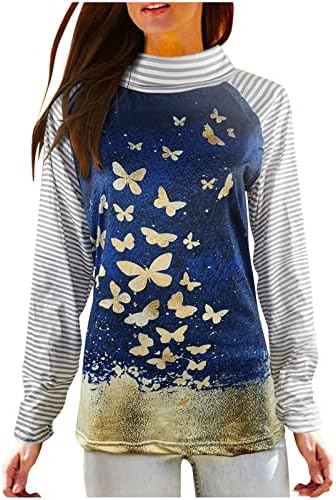 Исмејувајте ги џемпери на пеперутка, жени облечени обични модни мода 2022 година, лента со долги ракави, врвови на блузи со