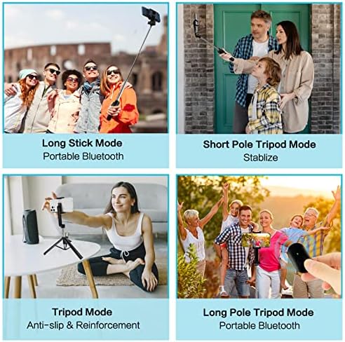 Аибукол Телефон Трипод | Selfie Stick Phone Tripod Stand со Bluetooth | 360 ° ротација сите во еден статив за мобилни телефони