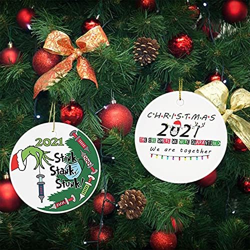 Божиќни украси на Икарк 2021, 2021Карантински украси, смешни украси од 2021 година, пријатели Карантин Среќен подарок за Божиќни
