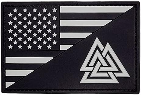 Знаме на САД Valknut Viking Odin Morale Patch [3,0 x 2.0- ПВЦ за прицврстување на прицврстувачот на кука за PVC-SO7]