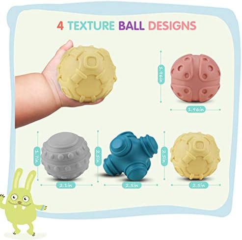 AtksUniee Бебе мека текстура со топка, сензорни топки играчки, топки за играчки за звук и бања, погодни за подароци за играчки