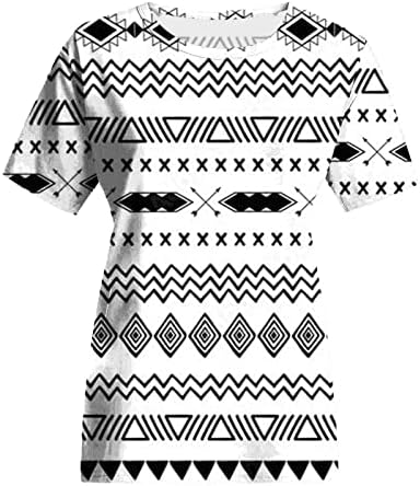 Женска кошула обични кратки ракави врвови гроздобер вратоврска боја цветна маичка за печатење лето лабава бохо пуловер туники