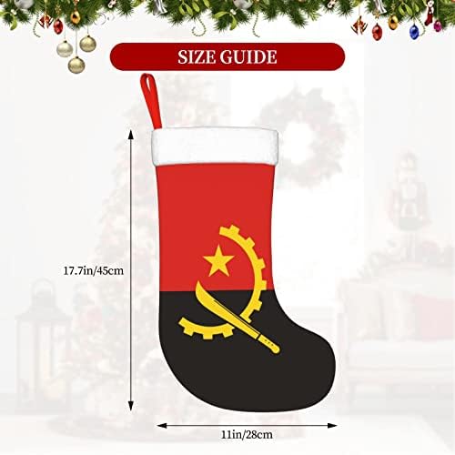 Cutedwarf Flag of Angola Божиќно порибување Божиќни празници за одмор камин виси чорапи 18 инчи чорапи