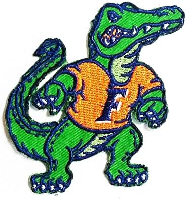Флорида крокодил што стои фудбалски спортски лого лого везење железо, шиење на