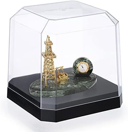 Cuxyes Clear Display Cox for Collectibles, Square Display Box Stand Countertop Statable Display Case With Base, Transparents