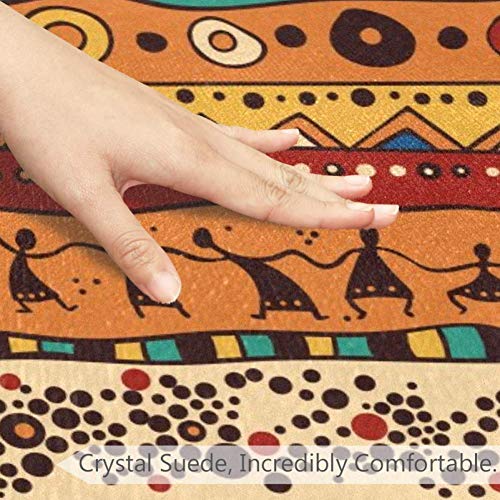 Портокалово африканско племе Шема на ленти, не -лизгачки доормат 23,6 тркалезна област килими теписи за деца спална соба бебешка