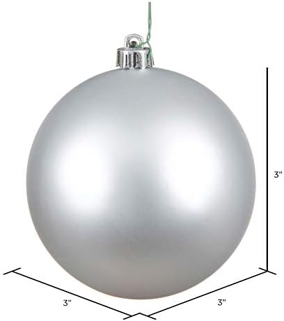 Викерман мат финиш Беспрекорен украсен украс за божиќни топка, отпорен на УВ со дупчат капа, 12 по торба, 3 , сребро