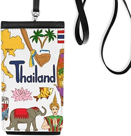 Тајландски пејзажи животни Национално знаме Телефонски паричник чанта што виси мобилна торбичка црн џеб