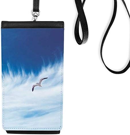 Облаци птици сини небо уметност деко подарок моден телефон паричник чанта што виси мобилна торбичка црн џеб