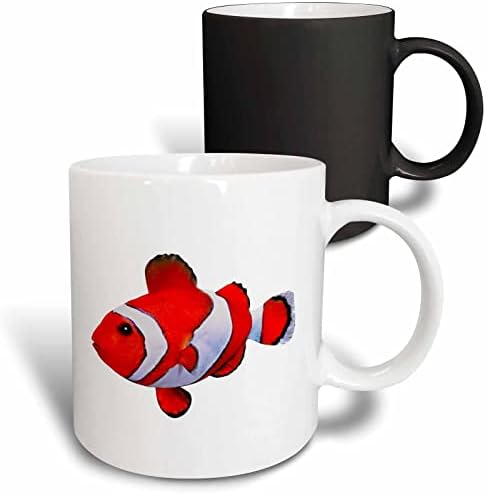 3drose Boehm Graphics Fish - црвена и бела солена вода кловн риба - чаши