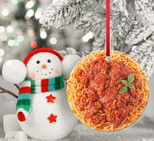 Gomblessign Spaghetti Божиќ украс Смешна храна Декорација на новогодишна елка чува тестенини и ќофтиња новини Реална lубител